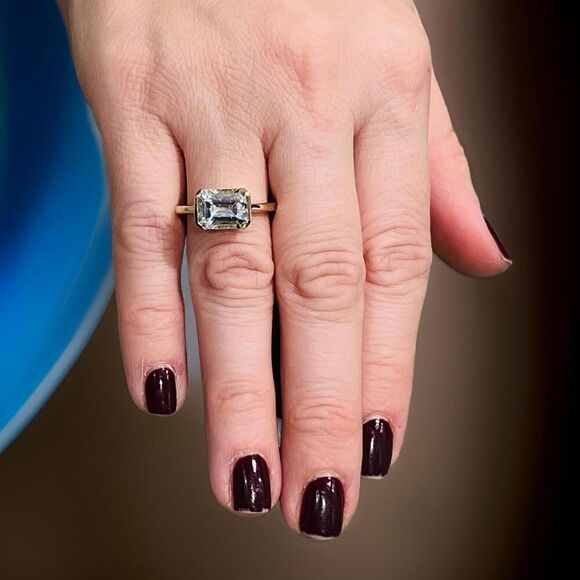 Natural Aquamarine Ring 6.5 14k Yellow Gold 2.94 TCW Certified $2,190 221346 - Picture 2 of 12